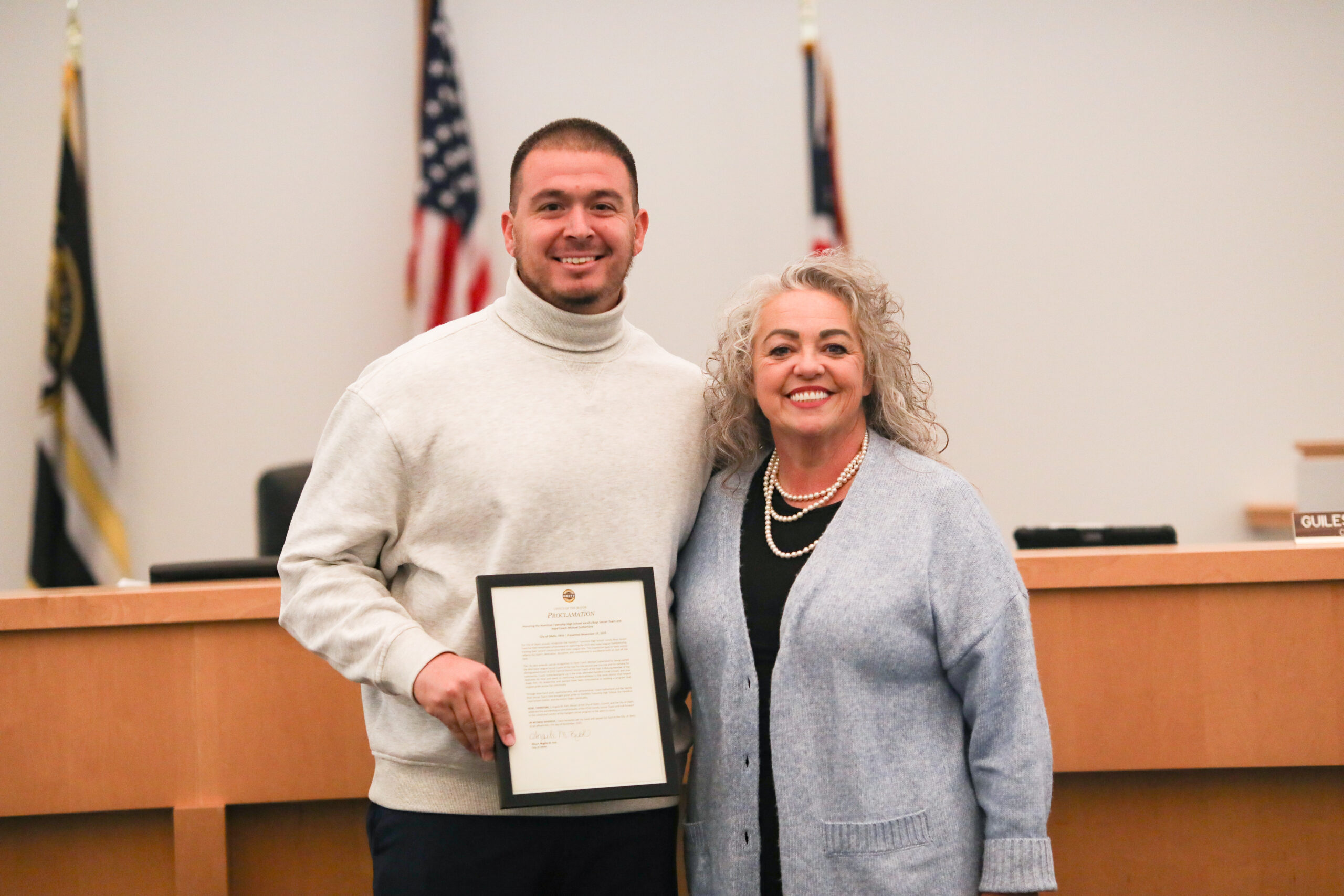 Mayor Kirk and Michael Sutherland